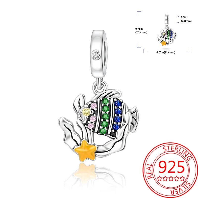 Sommer-Charm-Anhänger aus 925er-Sterlingsilber, Sea World Kingdom, Perlen für Charms, Original-Armband für Damen, Schmuckherstellung