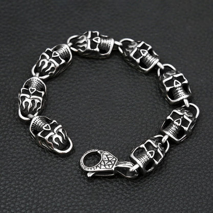 Gothic Vintage Edelstahl Schwarz Schädel Armband Für Männer Hip Hop Biker Kühlen Skeleton Armreifen Charme Partei Schmuck Dropshipping