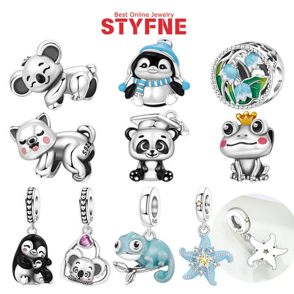 Charm-Perlen aus 925er Silber, Tierserie, Koala, Pinguin, Panda, Chamäleon-Perlen-Anhänger, passend für Original-Armbänder, DIY-Schmuck, Geschenk für Frauen