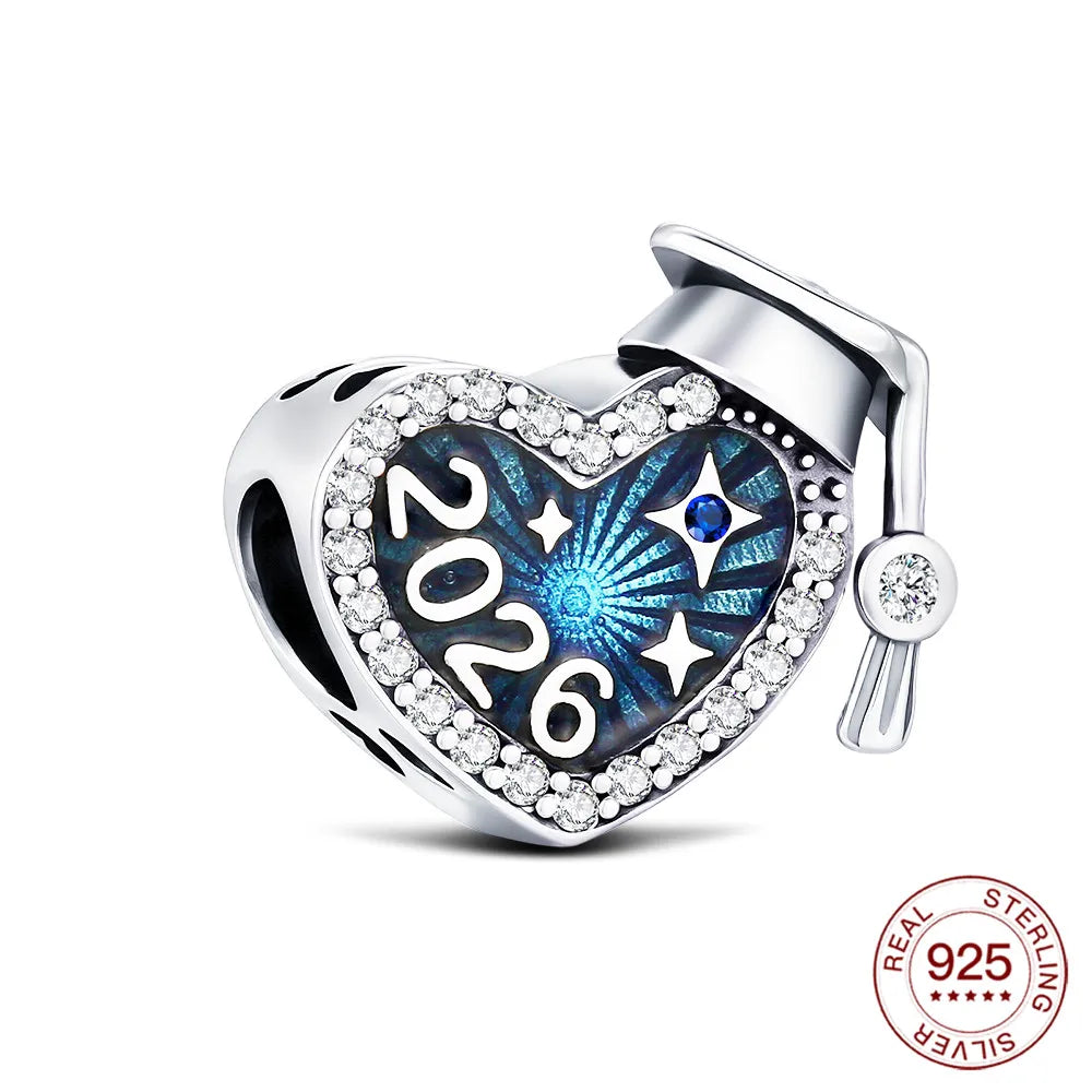 2026 925 Sterling Silber Abschluss-Anhänger Doktorhut-Charms Schmuckherstellung für Klassische Armbänder Damenschmuck DIY Geschenke