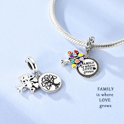 Wunderschöner Charm-Anhänger aus 925er-Sterlingsilber mit grünem Baum des Lebens, passend für DIY-Armband-Halskette. Ein Geschenk der Erlösung, das den Weg führt