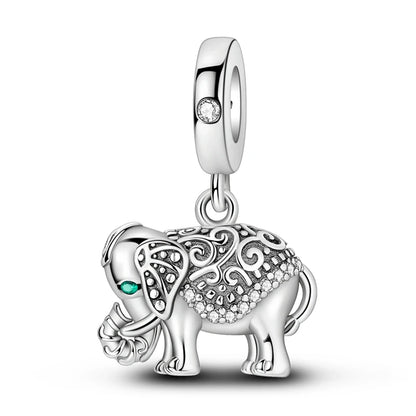 Heißer Verkauf 925er Sterlingsilber, bunter und funkelnder Elefant, baumelnder Charm für Armband, schöner Schmuck, Accessoires, Geschenke