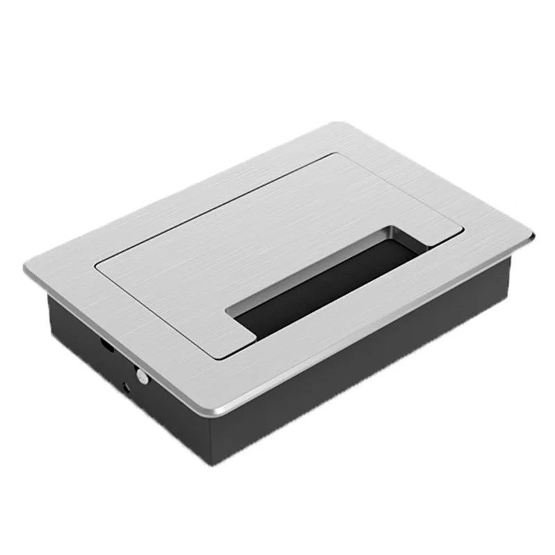 1 Stück rechteckige Schreibtisch-Kabeldurchführungen aus Aluminiumlegierung, Abdeckung für Kabelloch, Kabelauslass, Oberflächen-Tischkabelloch, Möbelbeschläge