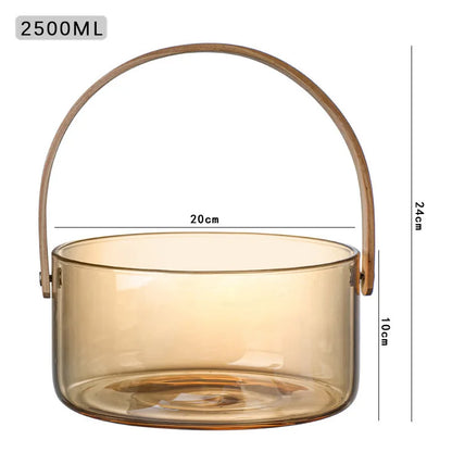 Licht Luxus Obst Korb Tragbare Glas Obst Platte Wohnzimmer Süßigkeiten Salat Schüssel Hause Snack Tablett Obst Wein Barrel Eis Eimer