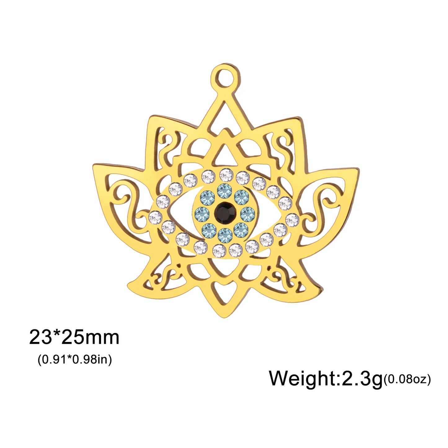 Teamer Lotusblume mit Zirkon-Augen-Charms für Frauen, Edelstahl, exquisite filigrane Halskette, Vintage-Schmuck, Geschenk, 2026, Neu