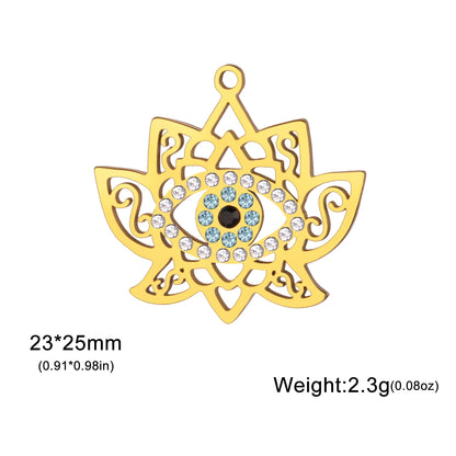 Teamer Lotusblume mit Zirkon-Augen-Charms für Frauen, Edelstahl, exquisite filigrane Halskette, Vintage-Schmuck, Geschenk, 2026, Neu