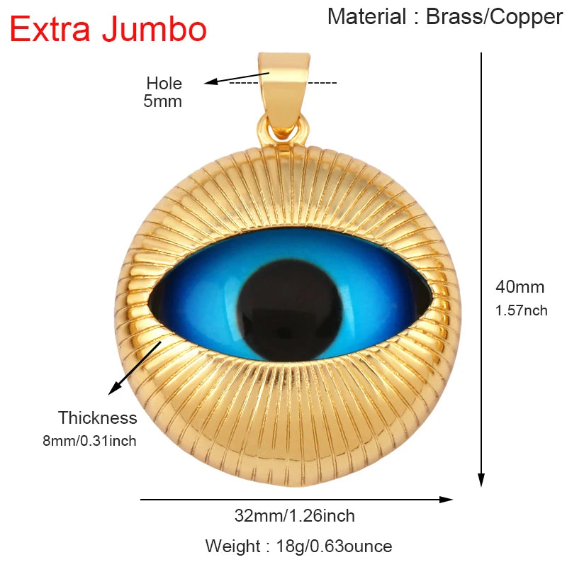 Blaues rundes Herz-Augen-Glücksamulett, türkischer Glücksanhänger, echtes 18 Karat vergoldetes Halsketten-Armband, Schmuckzubehör, S52