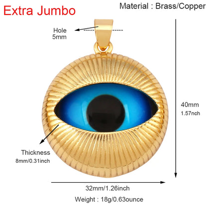 Blaues rundes Herz-Augen-Glücksamulett, türkischer Glücksanhänger, echtes 18 Karat vergoldetes Halsketten-Armband, Schmuckzubehör, S52
