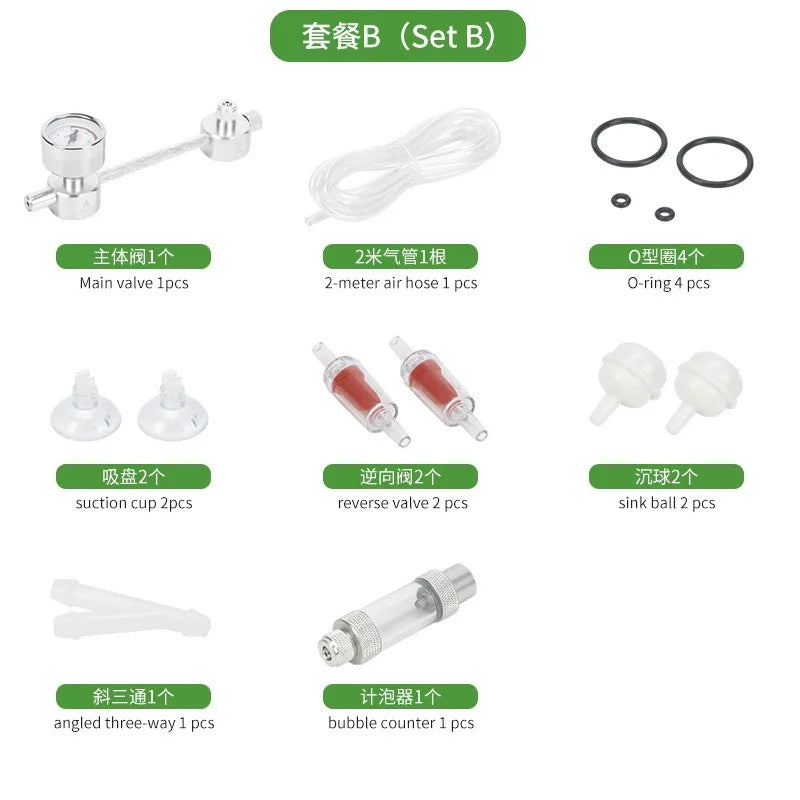 ZRDR Aquarium DIY CO2-Generatorsystem-Kit CO2-Generator, Blasenzähler-Diffusor mit Magnetventil, für / Wasserpflanzenwachstum