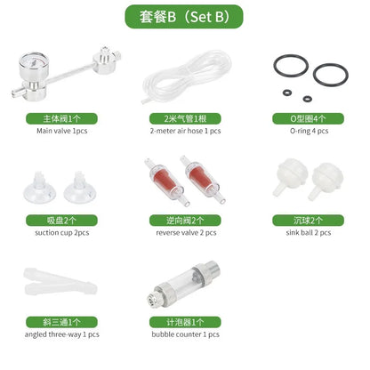 ZRDR Aquarium DIY CO2-Generatorsystem-Kit CO2-Generator, Blasenzähler-Diffusor mit Magnetventil, für / Wasserpflanzenwachstum