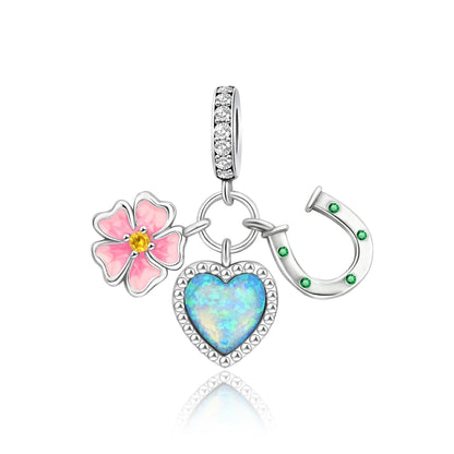 Heißer Verkauf 925er Sterlingsilber, rotes Herz und Pfeil, baumelnder Charm und blauer Murano-Glas-Delfine-Anhänger, passend für Armband, Modeschmuck