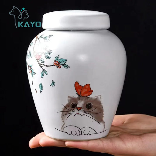 500ml Haustier Urne schöne zarte feuchtigkeit beständige Zähne Bart Gedenk sammlung Katze Hund Urne mit Schriften Behälter für Haustier Asche