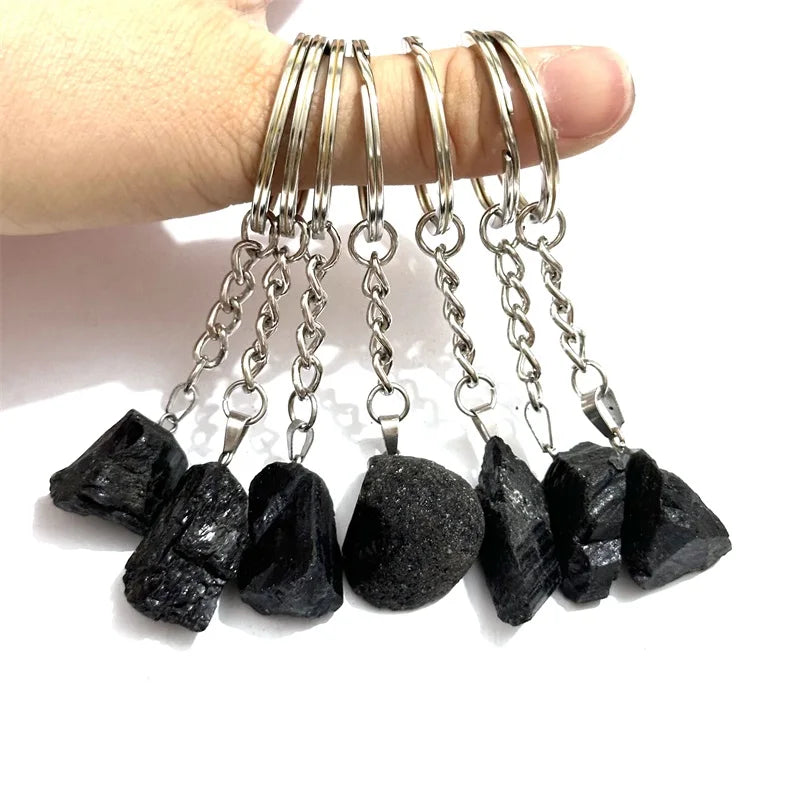 20 stücke Natürliche Raue Rohstein Kristall Quarz Schlüsselbund Frauen Männer Handtasche Hangle Auto Schlüssel Halter Raw Mineral Stein Schlüsselring schmuck