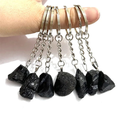 20 stücke Natürliche Raue Rohstein Kristall Quarz Schlüsselbund Frauen Männer Handtasche Hangle Auto Schlüssel Halter Raw Mineral Stein Schlüsselring schmuck