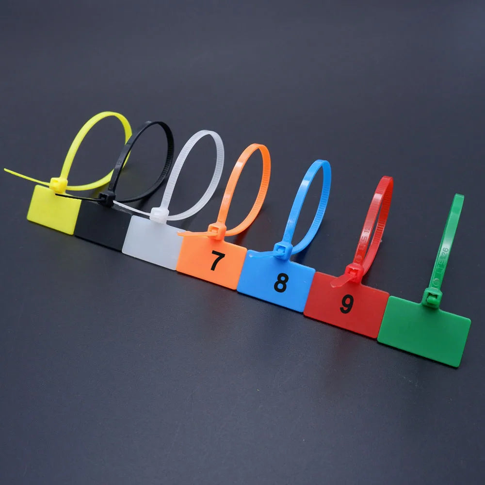 100 Stück Nylon-Kabelbinder, Etiketten, Kunststoffschlaufe, selbstsichernde Kabelbinder-Wraps, Netzwerk-Befestigungsgurte, Marker, 4 x 150 mm, 3 x 100 mm, 4 x 200 mm