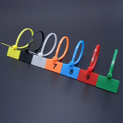 100 Stück Nylon-Kabelbinder, Etiketten, Kunststoffschlaufe, selbstsichernde Kabelbinder-Wraps, Netzwerk-Befestigungsgurte, Marker, 4 x 150 mm, 3 x 100 mm, 4 x 200 mm