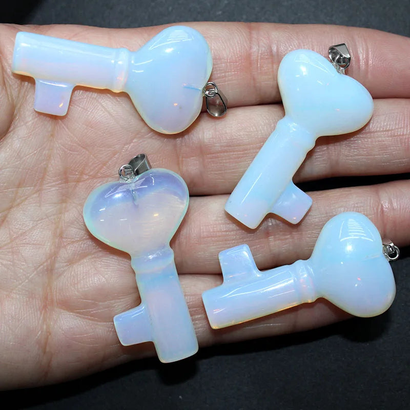 5PCS Naturstein Liebe Herz Schlüsselanhänger Anhänger Kristall Energie Stein Amethyst Rosenquarz Anhänger für DIY Damen Dekoratives Geschenk