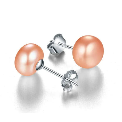 Heng sheng echte Süßwasser weiße Perle Ohrringe Modeschmuck Silber Ohr stecker für Frauen Super Deal mit Geschenk box
