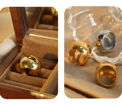 Mode Frauen Edelstahl Ring Oval Weibliche Luxus Ring Punk Zubehör Ästhetik Schmuck Party Geschenk Großhandel