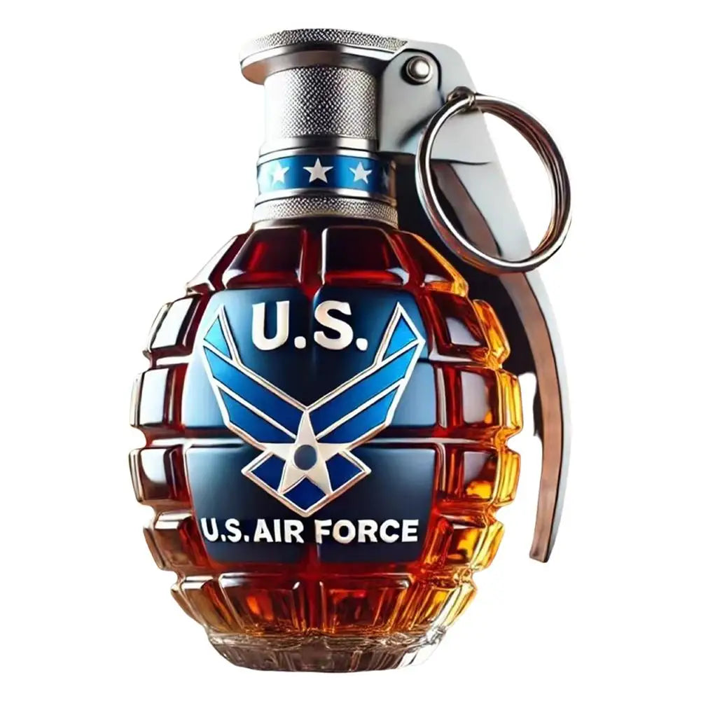 Militärische Hand-Whisky-Flasche mit gravierter Granate, Whiskyglas für Bar, Büro, Wein, Cocktail-Flasche, Statue, Veteran-Gedenk