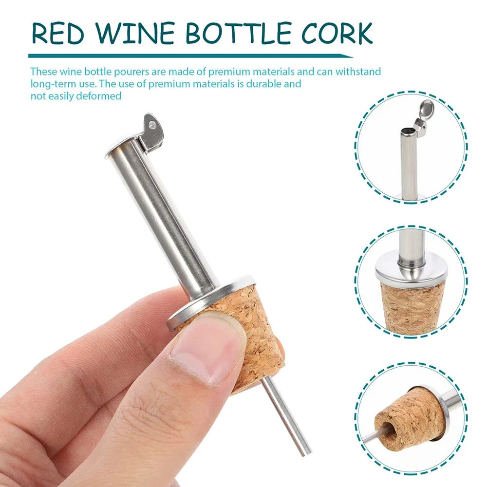 1PCS Rotwein Kork Ausgießer Edelstahl Rotwein Ausgießen Auslauf Flasche Stopper für Olivenöl und Spirituosen Spender bier Wasserhahn