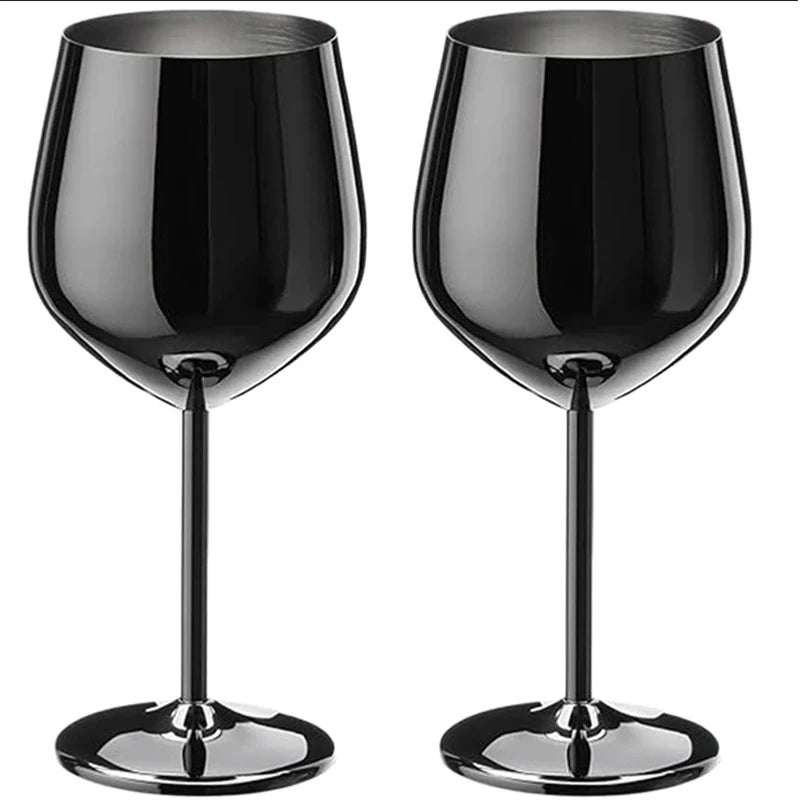 500 ml Weinglas-Becher aus Edelstahl, 304 Roségold, Silber, Goldfarbe, langlebiger Metallbecher für Rotwein, Champagner, Bar, Party