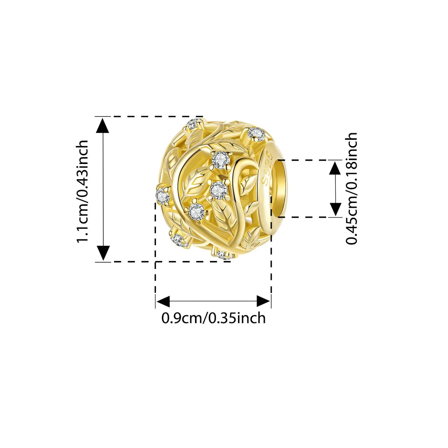 Bamoer 925 Sterling Silber Herbst Gold Blätter Charms Glück Vierblättriges Kleeblatt Spinning Anhänger für Frauen Armband DIY Schmuck Geschenk
