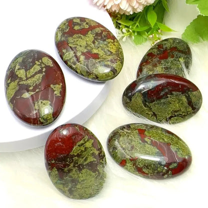 1,97–2,36 Zoll natürlicher Drachenblut-Palmenstein, polierter Blutstein, Taschenstein für Meditation, Stressabbau, Fingerübungen