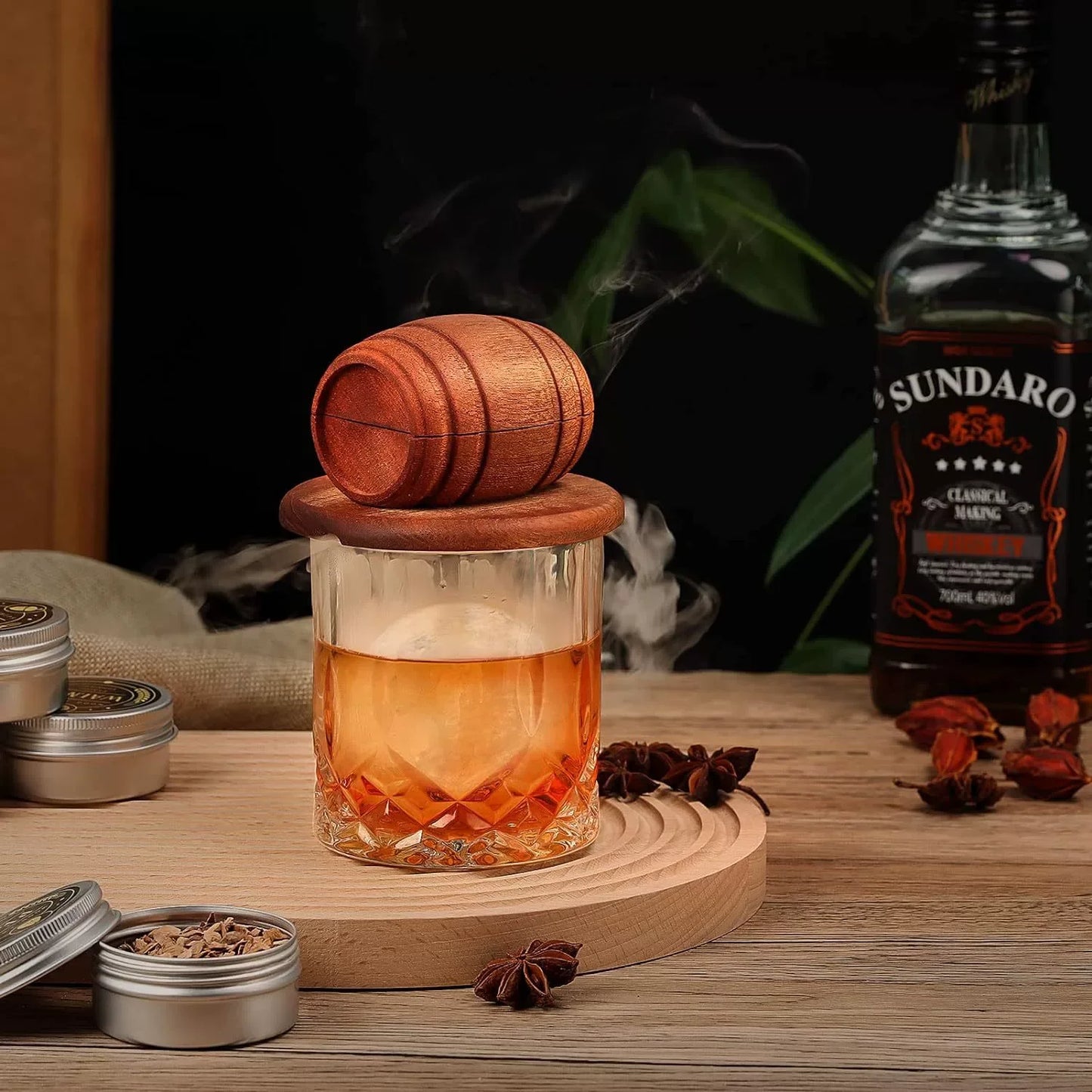 4/6 Geschmacksrichtungen Whiskey Smoker Kit Klassisches Cocktail-Ei-Set mit Holzspäne Smoker für Bourbon Whiskey-Geschenke, Geburtstagsgeschenk