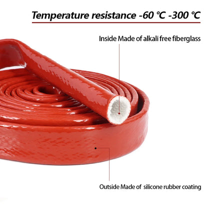 4 mm – 35 mm hochtemperaturbeständiges, feuerhemmendes Gehäuseprohr, Silikon-Fiberglasrohr, verdickte Isolierung, feuerfeste Hülle