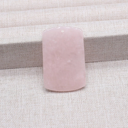 Charms Naturstein-Anhänger, rechteckig, natürlicher Rosenquarz-Kristall-Anhänger für die Herstellung von DIY-Schmuck-Halsketten, 25 x 40 mm