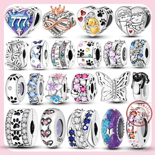 Charm Heiße Verkäufe 925 Sterling Silber Charms Perlen CZ Pave Runde Clip Charms Fit Original Armband Halskette Charms Schmuck Geschenk