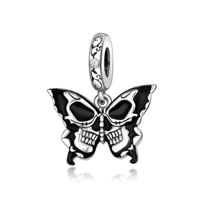 Exquisiter 925er-Sterlingsilber-Charm mit funkelndem Edelstein, Schlüssel, Blume, Schmetterling, passend für DIY-Armbänder, Halsketten, edler Schmuck, Geschenke