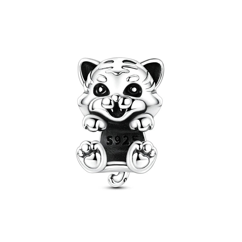 Lucky Clover Clip Charms 925 Sterling Silber Original Black Cat Stopper Clamp Silikon Spacer Charm für DIY Schmuck Armband