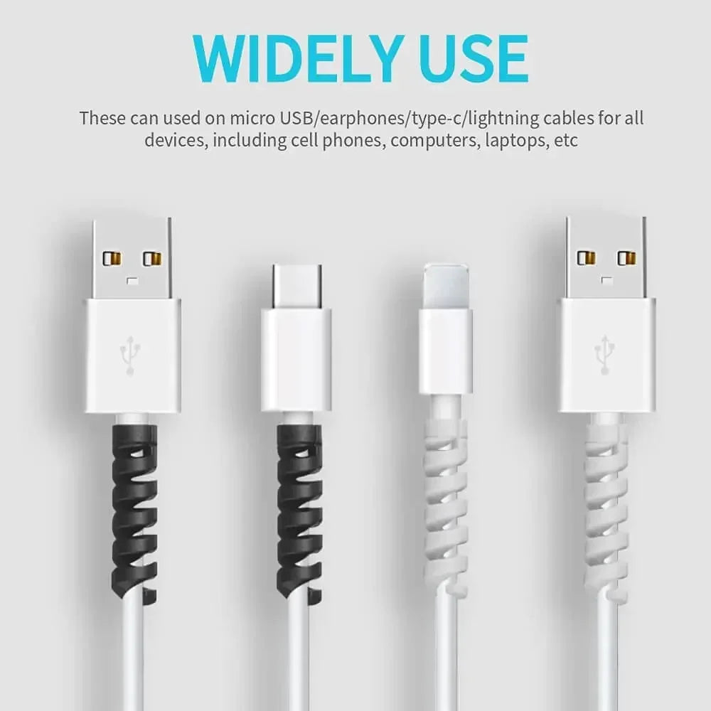 USB-Kabelschutz, Ladekabel, Spirale, Silikon, Schutzhülle, Kabelende, Kabelabdeckung, Sparer für Telefon, Uhr, Ladekabel