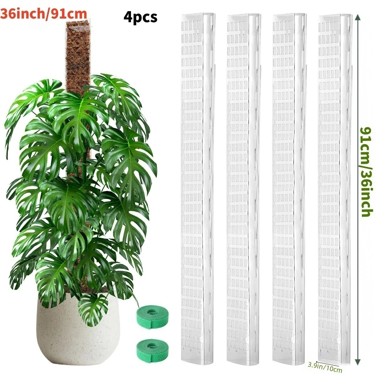 Kunststoff-Moosstange für Pflanzen Monstera, 24 Zoll/36 Zoll/48 Zoll Pflanzenstangen für Kletterpflanzen, Unterstützung für Zimmerpflanzen, Gartenwachstumspfahl