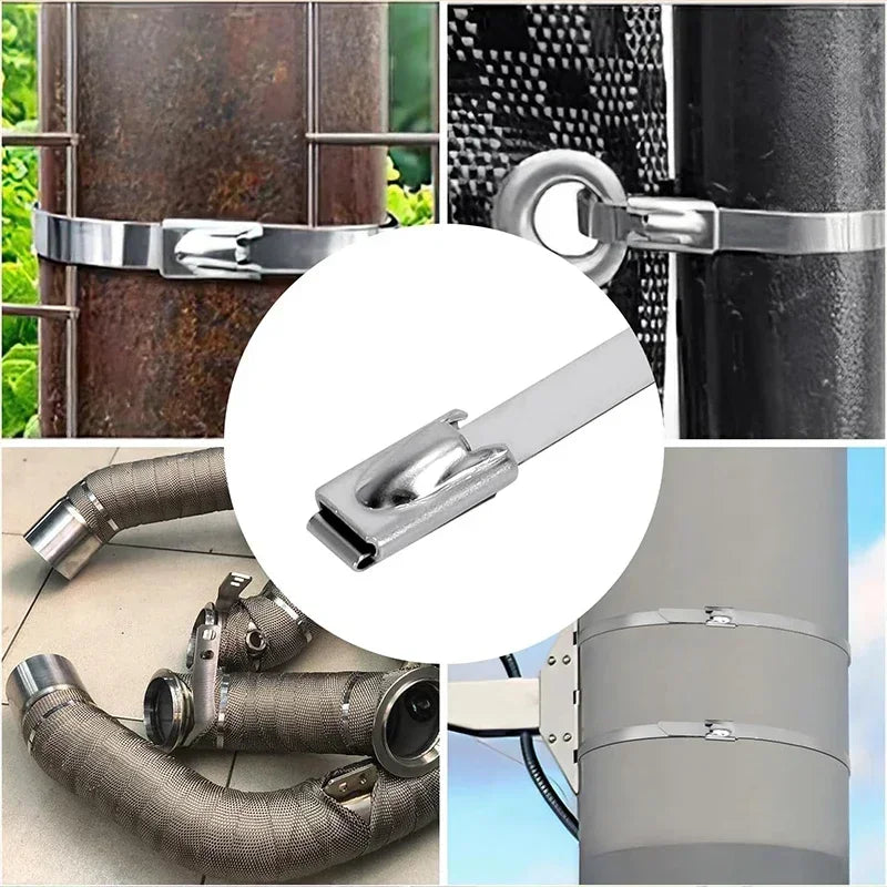Metall-Kabelbinder, selbstsichernde Befestigungsringe aus Edelstahl, robuste Kabelbinder, Auspufffolie, Organizer für das Heimbüro