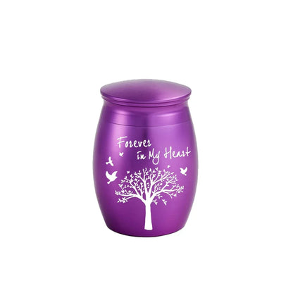 Kleine Andenkenurne in 7 Farben für menschliche Asche, Baum des Lebens, Feuerbestattungsurnen, Mini-Urnen, perfekter Gedenk-Aschenhalter aus Aluminiumlegierung