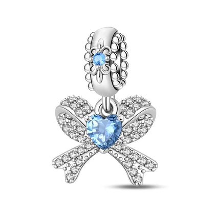 Blaue Serie 925er Sterling Jungfrau Maria Schleife Chamäleon Tanzschuhe Flugzeug Ticket Charm passend für DIY Armband Halskette süße Geschenke