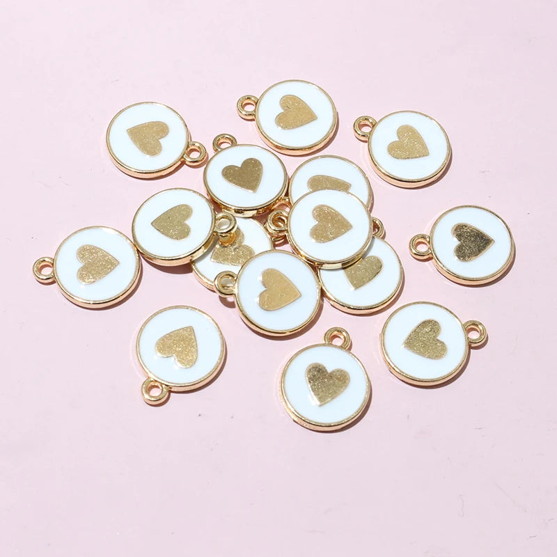 20 Stück Emaille Herz Charms Anhänger doppelseitig 14,5 x 12 mm DIY Schmuckherstellung Zubehör Erkenntnisse für Armband Ohrringe Halskette