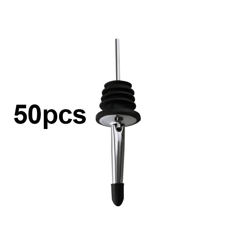 50Pcs Weinausgießer mit Gummi Staub Kappen Edelstahl Alkohol Dispenser Liquor Tüllen Flasche Ausgießer