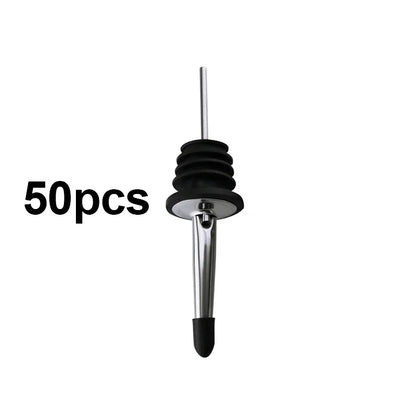 50Pcs Weinausgießer mit Gummi Staub Kappen Edelstahl Alkohol Dispenser Liquor Tüllen Flasche Ausgießer