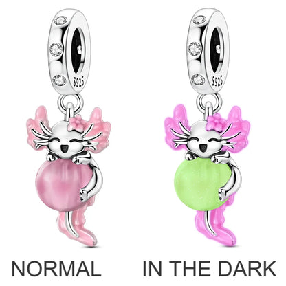 Original-Charm-Perle aus 925er-Sterlingsilber mit eingelegtem Zirkonium, Schleife, Liebesherz, Ballon-Anhänger, passend für Armbänder, DIY-Schmuckmarkierung