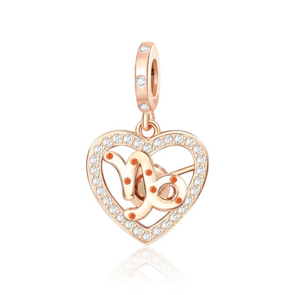 Roségold-Serie, 925er-Sterlingsilber, Zwölf Sternbilder, Halbmondkrone, High-Heel-Charm, passend für DIY-Armbänder, Halsketten, Geschenke