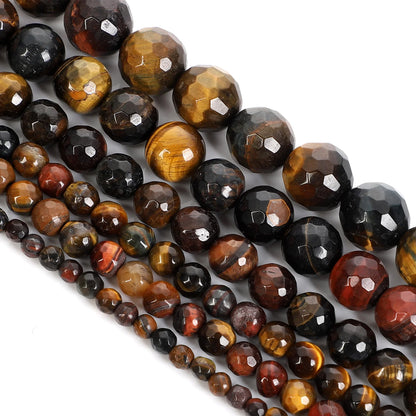 Natursteinperlen, mehrfarbig, Tigerauge, lose Distanzperlen für die Herstellung von Armbändern, Schmuck, DIY-Zubehör, Auswahlgröße 4/6/8/10/12 mm