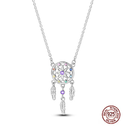 925 Sterling Silber blau Teufel Augen Palme Original Halskette Einhorn überlappen runde funkelnde Anhänger für Frauen Luxus Schmuck Geschenk
