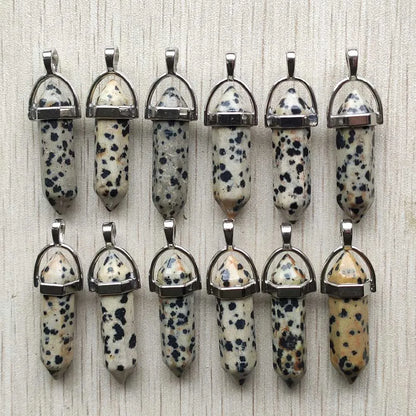 Schneller Versand Naturstein Quarz Aventurin Lapis Kristall sechseckige Säule Anhänger für Schmuck Zubehör 12 Stück Großhandel