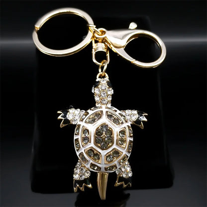 Exquisite bunte Kristall Schildkröte Schlüsselanhänger Halter für Frauen Männer Legierung Strass Tier Schlüsselanhänger Charme Schmuck Geschenke K5205S03