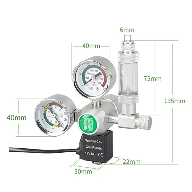 CO2-Zylinderflasche 1L mit Regler, Magnetventil, Sauerstoffgenerator für Aquarien, DIY-Blasenzähler-Steuerungssystem