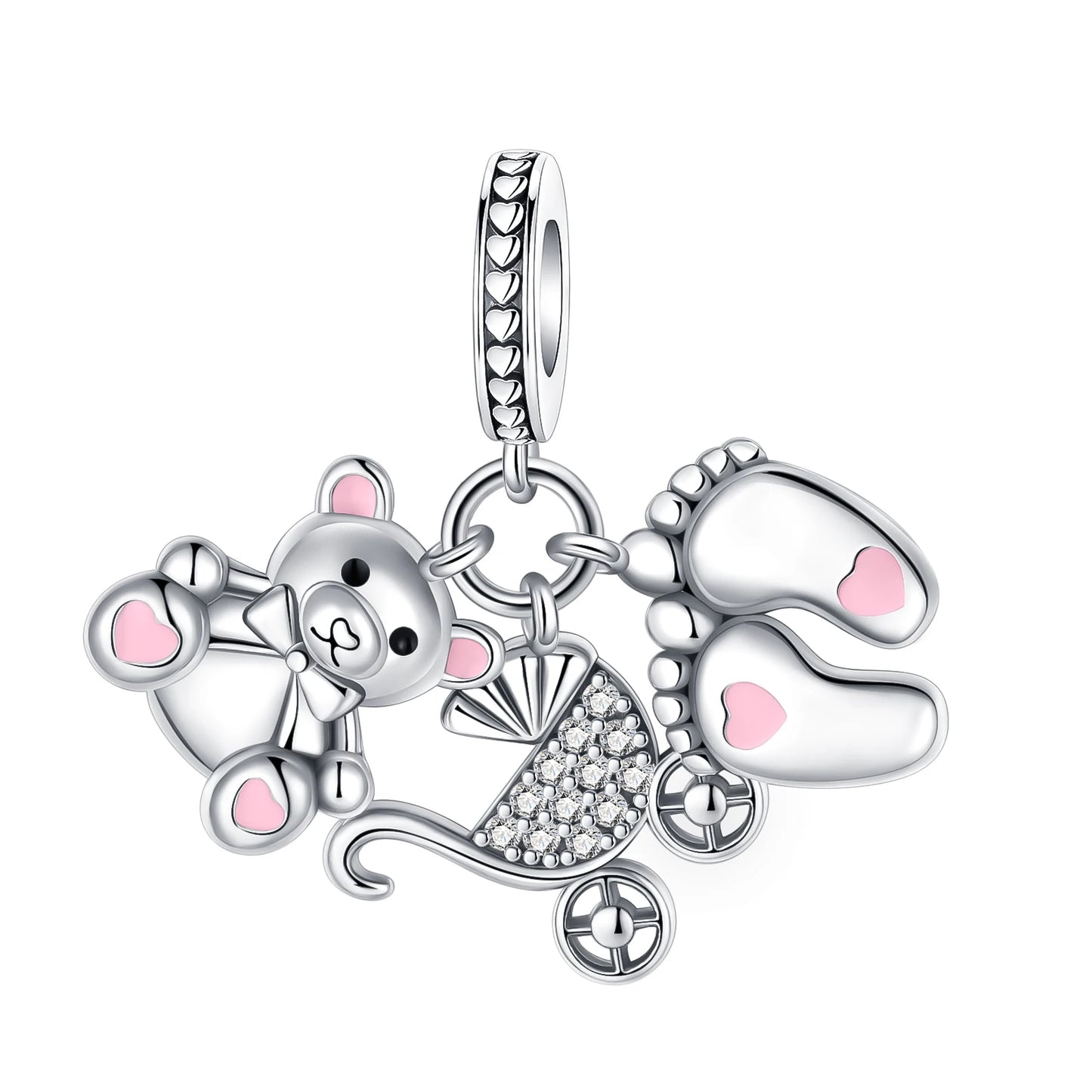 2025 heißer Verkauf Charms Perle 925 Sterling Silber Fahrrad Blume Kinderwagen Anhänger Fit Armreif Armband Halskette DIY Schmuck